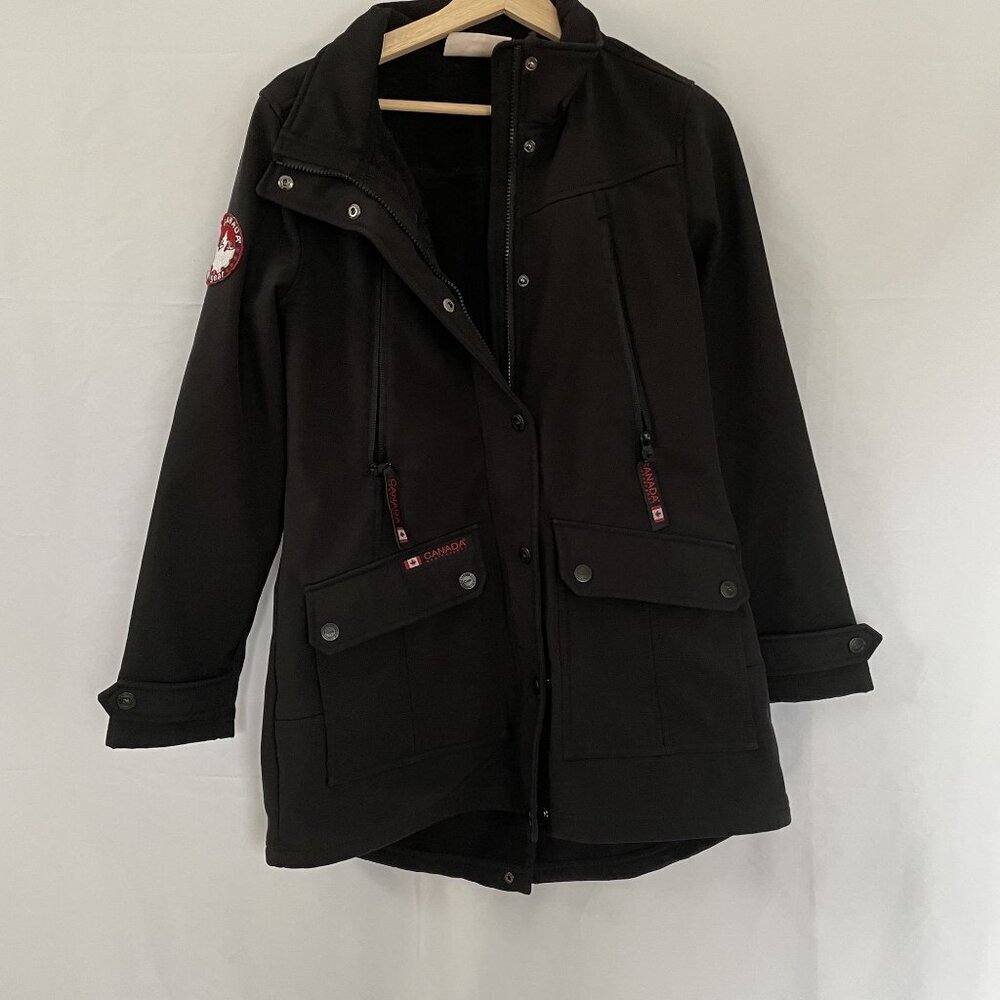 Canada‎ Weathergear black mid thigh winter coat warm pockets women's size Medium